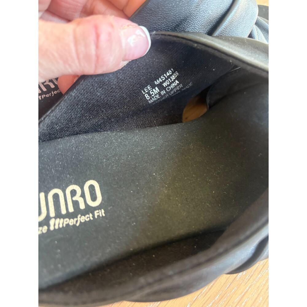 Munro Lee Black Leather Slide Sandals Women’s 8.5 M Comfort Block Heel USA 8.5M - Picture 4 of 7
